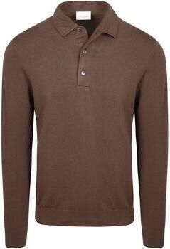 Profuomo Polo Shirt Lange Mouw Longsleeve Poloshirt Luxury Basic Bruin