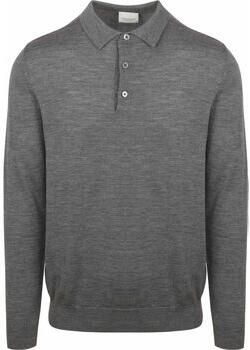 Profuomo Polo Shirt Lange Mouw Longsleeve Poloshirt Merinowol Grijs