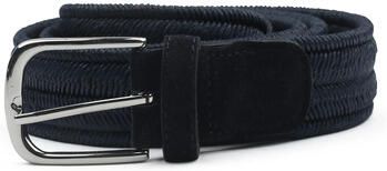 Profuomo Riem Waxed Geweven Riem Navy