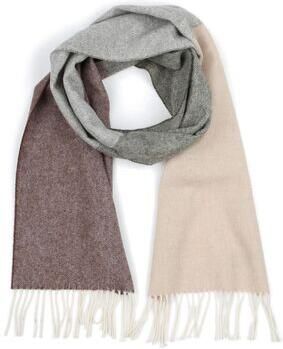 Profuomo Sjaal Lamswol Grijs Beige Bruin