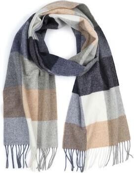 Profuomo Sjaal Wol Ruiten Blauw Grijs Beige