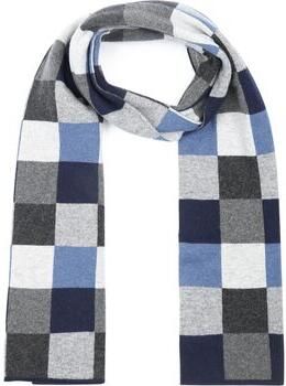 Profuomo Sjaal Wol Ruiten Blauw Grijs - Foto 3