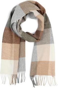 Profuomo Sjaal Wol Ruiten Bruin Grijs Beige