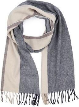 Profuomo Sjaal Wol Stripes Blauw Bruin Beige