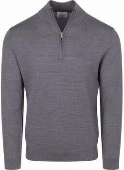 Profuomo wollen regular fit gebreide trui donkergrijs