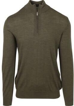 Profuomo Sweater Half Zip Pullover Merinowol Olijfgroen