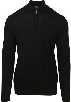 Profuomo Sweater Half Zip Pullover Merinowol Zwart