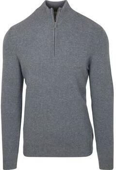 Profuomo Sweater Half Zip Pullover Wol Blend Blauw