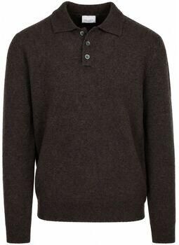 Profuomo Sweater Longsleeve Poloshirt Boiled Wool Bruin