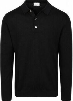 Profuomo Polo Shirt Lange Mouw Longsleeve Poloshirt Merinowol Zwart