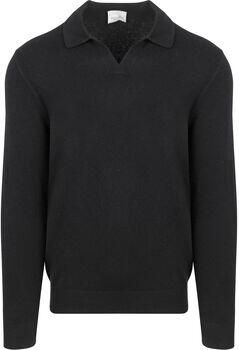 Profuomo Sweater Longsleeve Poloshirt Wol Blend Navy