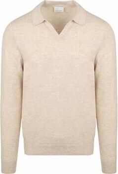 Profuomo Sweater Longsleeve Poloshirt Wol Blend Sand