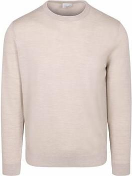 Profuomo wollen regular fit gebreide gemêleerde trui beige - Foto 3
