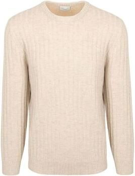 Profuomo Sweater Pullover Rib Wol Blend Sand