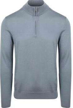 Profuomo Trui Half Zip Pullover Merinowol Blauw