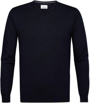 Profuomo Sweater Pullover V-Hals Merinowol Navy