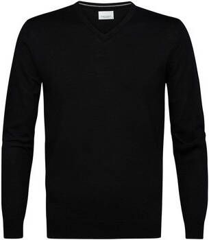 Profuomo Sweater Pullover V-Hals Merinowol Zwart