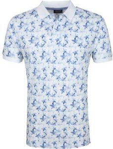 Profuomo T-shirt Short Sleeve Polo Bloemen Blauw