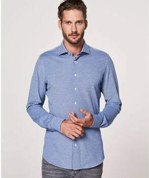 Profuomo Overhemd Lange Mouw Overhemd Knitted Mid Blauw