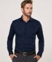 Profuomo slim fit strijkvrij overhemd donkerblauw twill - Thumbnail 3