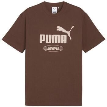 Puma Maxi Logo Crew Neck T-Shirt Brown Heren