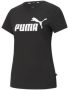 Puma Slim Fit Logo Print T-Shirt Zwart Dames - Thumbnail 1