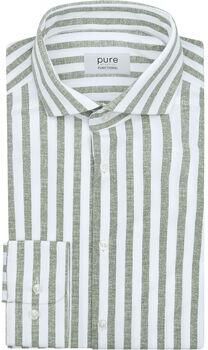 Pure Overhemd Lange Mouw Shirt Linen Optics Streep Groen