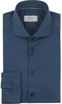 Pure Overhemd Lange Mouw The Functional Shirt Super Stretch Petrol Blauw