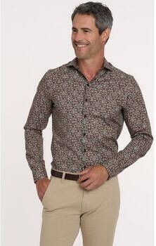 R2 Amsterdam Overhemd Lange Mouw R2 Overhemd Print Bruin