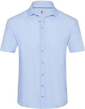 R2 Amsterdam Overhemd Korte Mouw R2 Short Sleeve Overhemd Seersucker Lichtblauw