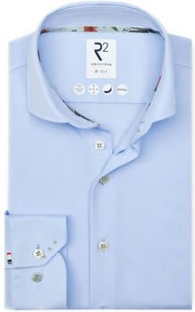 R2 Amsterdam Overhemd Lange Mouw R2 Japanese Knitted Overhemd Korte Mouwen Lichtblauw