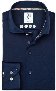 R2 Amsterdam Overhemd Lange Mouw R2 Japanese Knitted Overhemd Korte Mouwen Navy