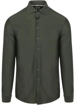 R2 Amsterdam Overhemd Lange Mouw R2 Overhemd Dobby Knitted Donkergroen