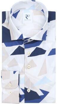 R2 Amsterdam Overhemd Lange Mouw R2 Overhemd Geometrical Print Blauw