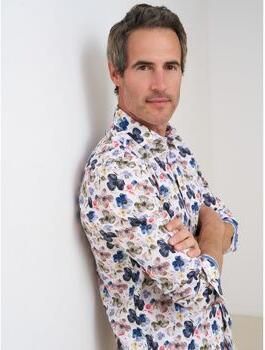 R2 Amsterdam Overhemd Lange Mouw R2 Overhemd Linnen Blend Flowers Multicolour