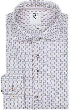 R2 Amsterdam Overhemd Lange Mouw R2 Overhemd Sorona Print Beige