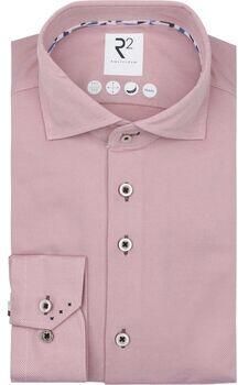 R2 Amsterdam Overhemd Lange Mouw R2 Overhemd Technical Knitted Dobby Coral