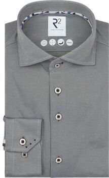 R2 Amsterdam Overhemd Lange Mouw R2 Overhemd Technical Knitted Dobby Groen