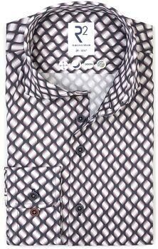 R2 Amsterdam Overhemd Lange Mouw R2 Overhemd Twill Leave Print Multicolour