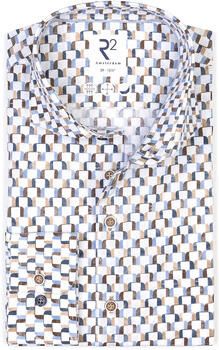 R2 Amsterdam Overhemd Lange Mouw R2 Poplin Overhemd Extra Lange Mouwen Carseat-Print Multicolor