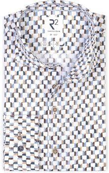 R2 Amsterdam Overhemd Lange Mouw R2 Poplin Overhemd Print Multicolor