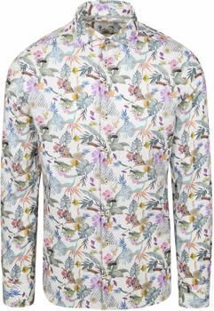 R2 Amsterdam Overhemd Lange Mouw R2 Shirt Linen Cotton Flower Print Multicolour