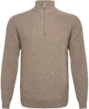 R2 Amsterdam Sweater R2 Half Zip Heavyknit Trui Merinowol Lichtbruin