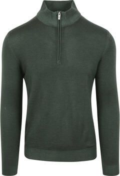 R2 Amsterdam Sweater R2 Half Zip Trui Merino Wol Donkergroen