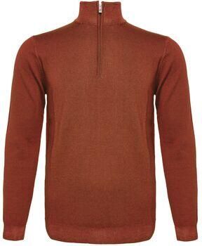 R2 Amsterdam Sweater R2 Half Zip Trui Merinowol Brique