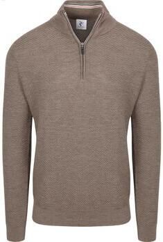 R2 Amsterdam Sweater R2 Pullover Half Zip Structured Taupe