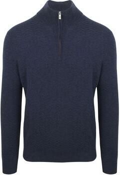 R2 Amsterdam Trui R2 Pullover Halfzip Weave Structure Navy