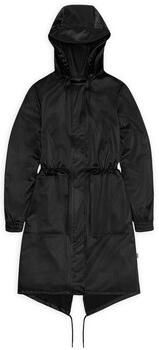Rains Zwarte regenjas met capuchon en trekkoorden Black Dames