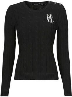 Ralph Lauren Zwarte Crew-Neck Sweater met Unieke Decoratieve Knopen Black Dames
