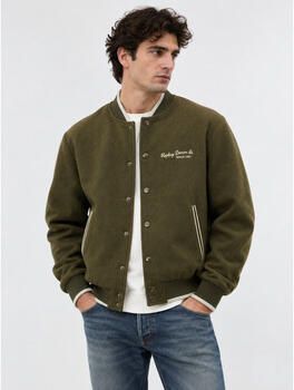REPLAY bomberjack met borduursels en backprint military brown - Foto 4